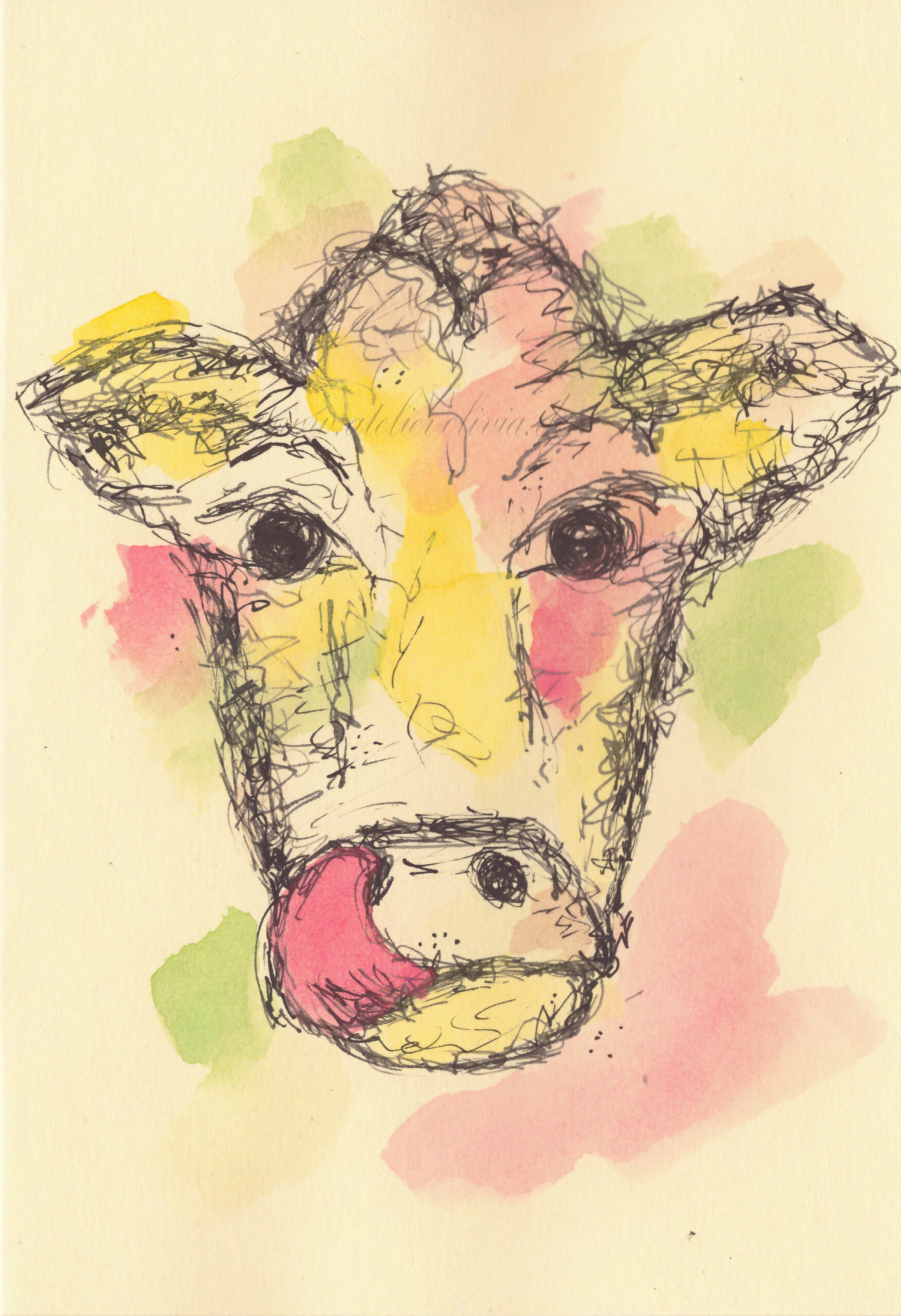 Kopf einer Kuh im Sketch-Stil