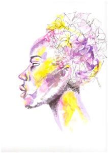 Profilbild einer Schwarzen Frau in gelb und lila