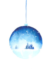 Weihnachtsbaumkugel mit Winterlandschaft