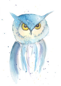 Aquarellbild einer Eule