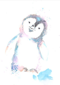 Aquarellbild eines Pinguins