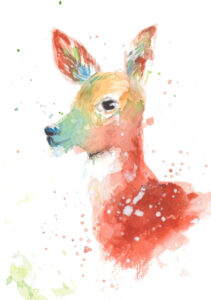 Aquarellbild eines Rehs