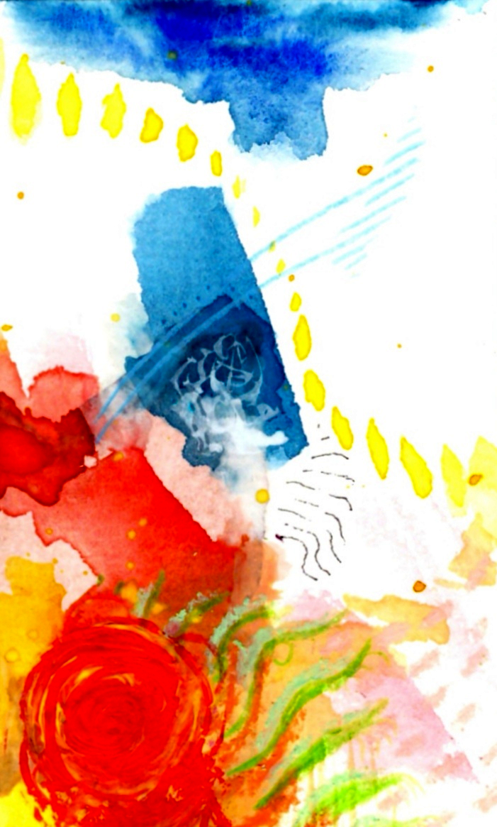 buntes, abstraktes Bild mit krummen Linien und Flecken