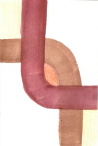 ein rotbrauner und ein brauner Strich überkreuzen sich